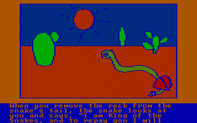 Hi-Res Adventure #2: The Wizard and the Princess IBM PC/Compatibles Screenshot: This snake is trapped.