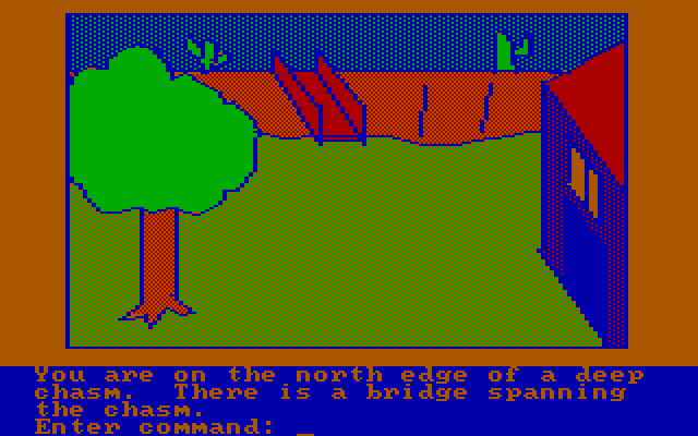 Hi-Res Adventure #2: The Wizard and the Princess IBM PC/Compatibles Screenshot: The north end of a chasm.
