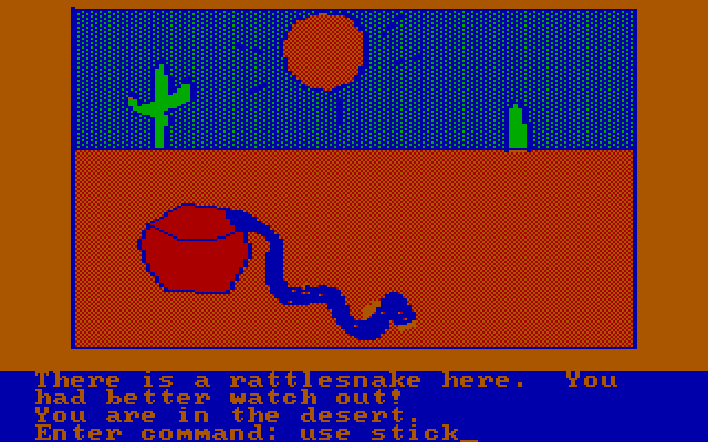 Hi-Res Adventure #2: The Wizard and the Princess IBM PC/Compatibles Screenshot: Snakes appear all over the place.