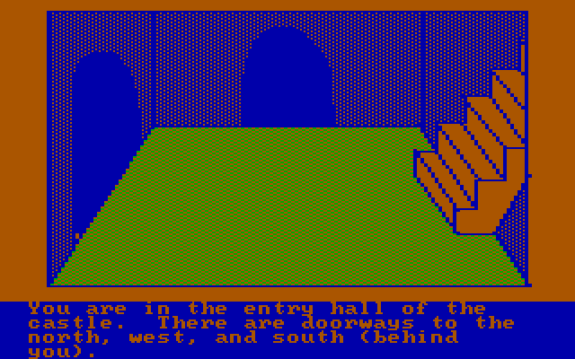 Hi-Res Adventure #2: The Wizard and the Princess IBM PC/Compatibles Screenshot: The entrance of the castle.