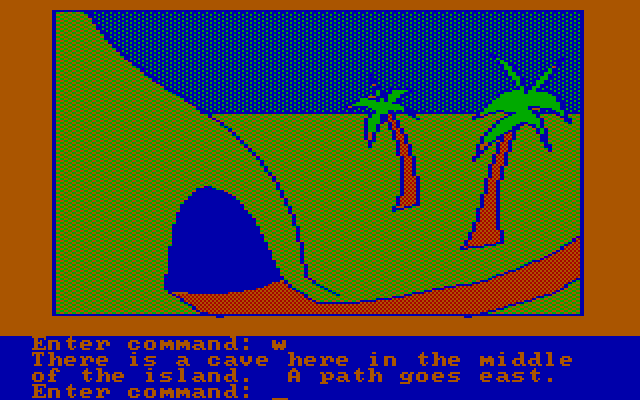 Hi-Res Adventure #2: The Wizard and the Princess IBM PC/Compatibles Screenshot: Outside a cave.