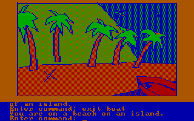 Hi-Res Adventure #2: The Wizard and the Princess IBM PC/Compatibles Screenshot: Arrived on a beach.
