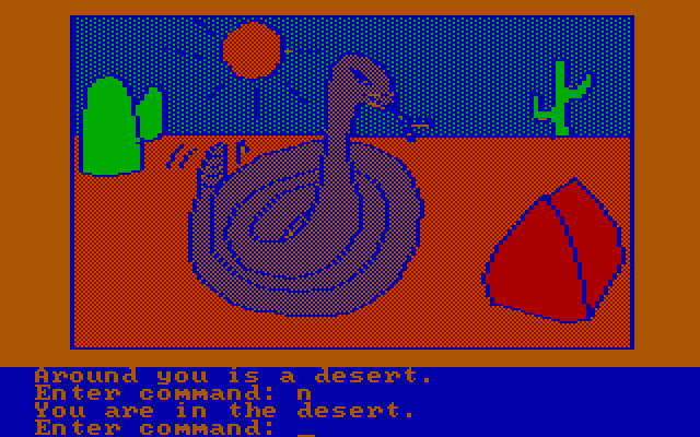 Hi-Res Adventure #2: The Wizard and the Princess IBM PC/Compatibles Screenshot: There is a large snake here...