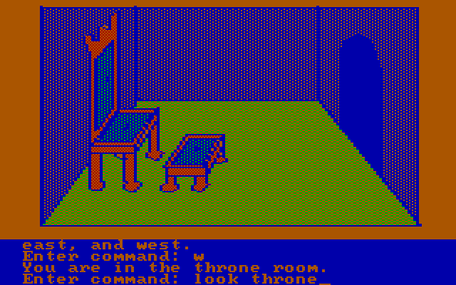 Hi-Res Adventure #2: The Wizard and the Princess IBM PC/Compatibles Screenshot: The throne room.