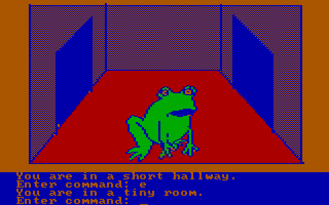 Hi-Res Adventure #2: The Wizard and the Princess IBM PC/Compatibles Screenshot: A frog in a castle?