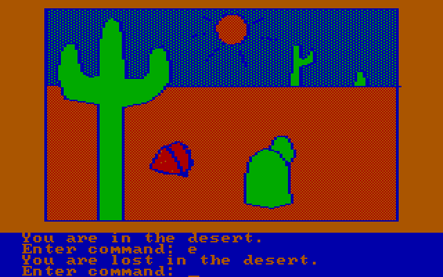 Hi-Res Adventure #2: The Wizard and the Princess IBM PC/Compatibles Screenshot: Lost in the desert.