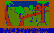 Hi-Res Adventure #2: The Wizard and the Princess for IBM PC/Compatibles - Attempting to climb into a treehouse.