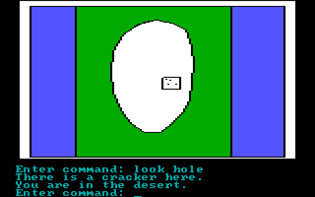 Hi-Res Adventure #2: The Wizard and the Princess IBM PC/Compatibles Screenshot: Someone put a cracker in this hole in the tree!