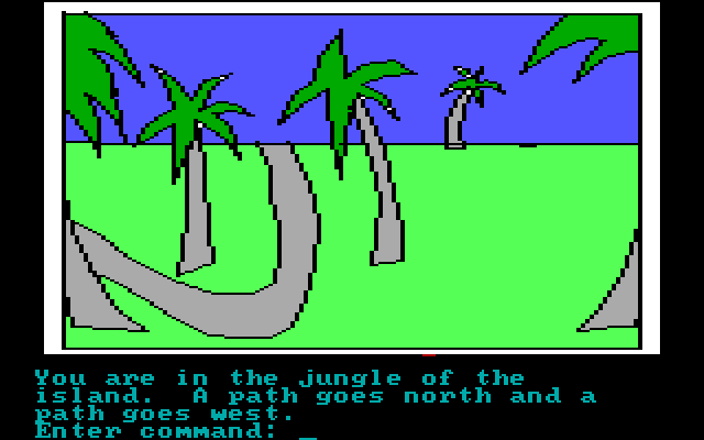 Hi-Res Adventure #2: The Wizard and the Princess IBM PC/Compatibles Screenshot: One of several jungle paths.