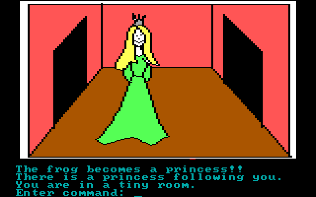 Hi-Res Adventure #2: The Wizard and the Princess IBM PC/Compatibles Screenshot: The frog is really a princess!!