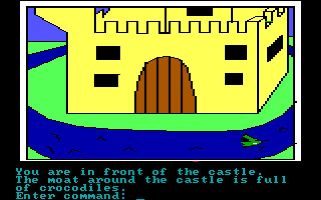 Hi-Res Adventure #2: The Wizard and the Princess IBM PC/Compatibles Screenshot: In front of a castle.