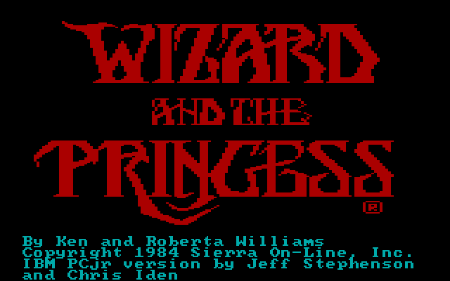Hi-Res Adventure #2: The Wizard and the Princess IBM PC/Compatibles Screenshot: Wizard and the Princess title screen.
