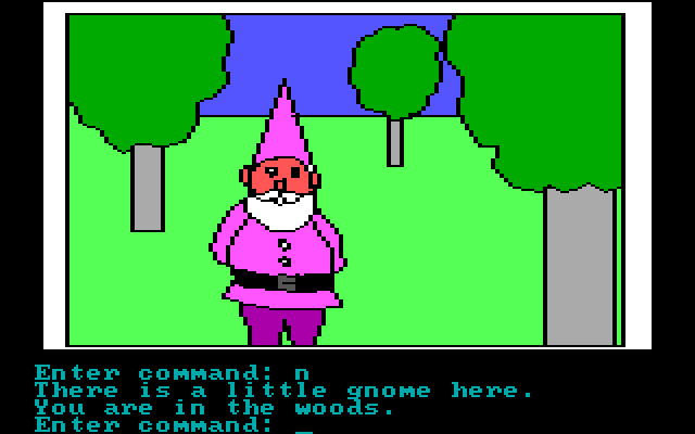 Hi-Res Adventure #2: The Wizard and the Princess IBM PC/Compatibles Screenshot: This gnome likes to steal your stuff...
