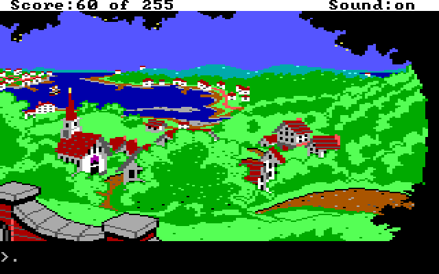 Gold Rush! IBM PC/Compatibles Screenshot: View as the ship leaves the harbor.