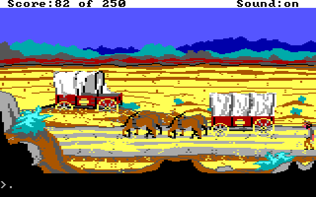Gold Rush! IBM PC/Compatibles Screenshot: In the desert; I could really use some water!