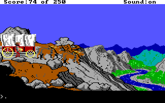 Gold Rush! IBM PC/Compatibles Screenshot: View from the hill.