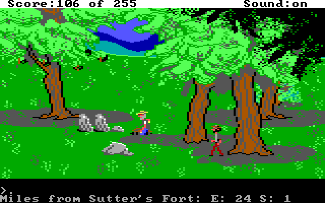 Gold Rush! IBM PC/Compatibles Screenshot: People are digging for gold everywhere!