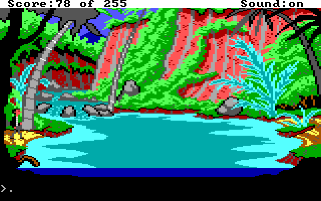 Gold Rush! IBM PC/Compatibles Screenshot: It will take some trial and error to cross this swamp safely...