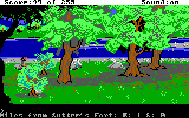Gold Rush! IBM PC/Compatibles Screenshot: Beginning the search for gold.