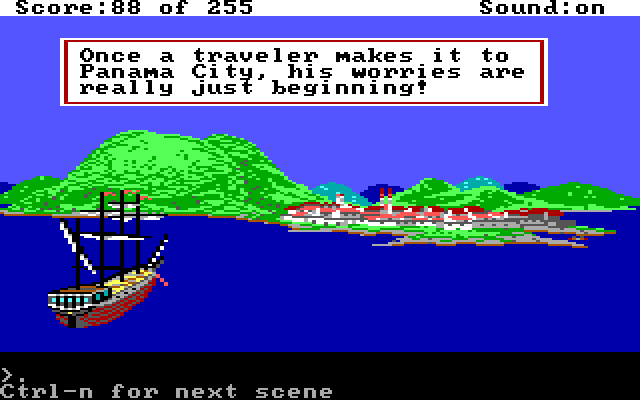Gold Rush! IBM PC/Compatibles Screenshot: Welcome to Panama City!