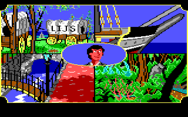 Gold Rush! IBM PC/Compatibles Screenshot: Our hero daydreaming...