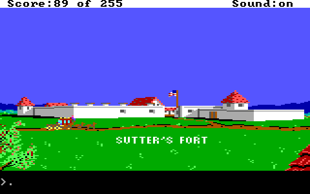 Gold Rush! IBM PC/Compatibles Screenshot: Welcome to Sutter's Fort.