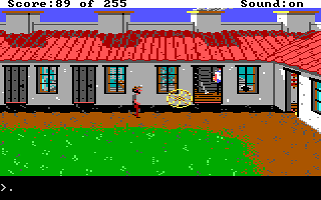 Gold Rush! IBM PC/Compatibles Screenshot: Exploring the fort to see what I can acquire.