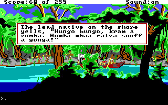 Gold Rush! IBM PC/Compatibles Screenshot: The natives are demanding our belongings...
