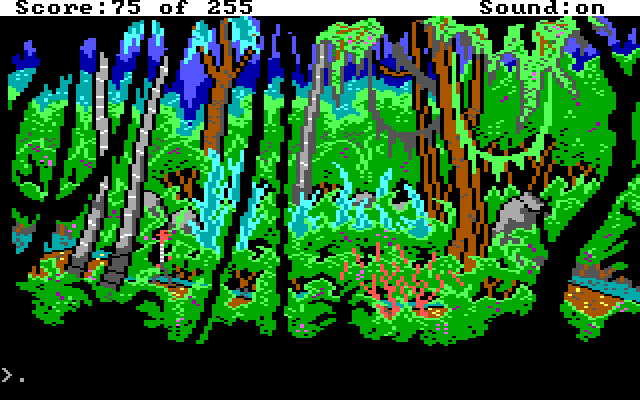 Gold Rush! IBM PC/Compatibles Screenshot: This jungle is deadly, choose a path carefully!