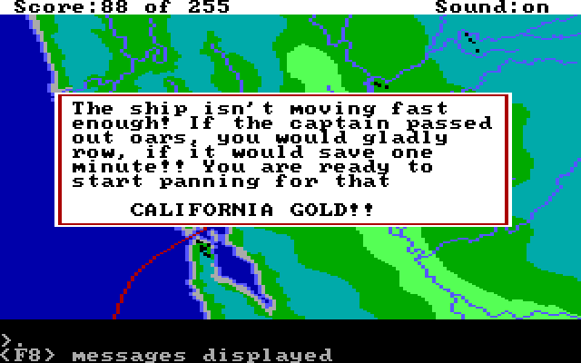 Gold Rush! IBM PC/Compatibles Screenshot: One step closer to that California gold!