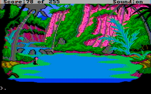 Gold Rush! IBM PC/Compatibles Screenshot: It will take some trial and error to make it through this swamp.