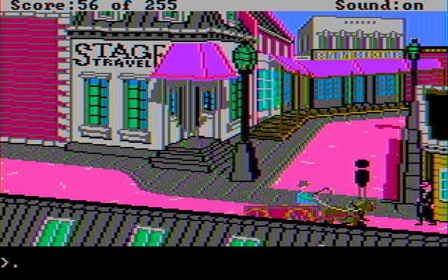 Gold Rush! IBM PC/Compatibles Screenshot: Some more buildings downtown...
