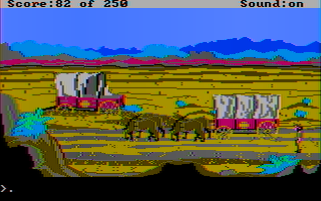 Gold Rush! IBM PC/Compatibles Screenshot: In the desert...I could really use some water!