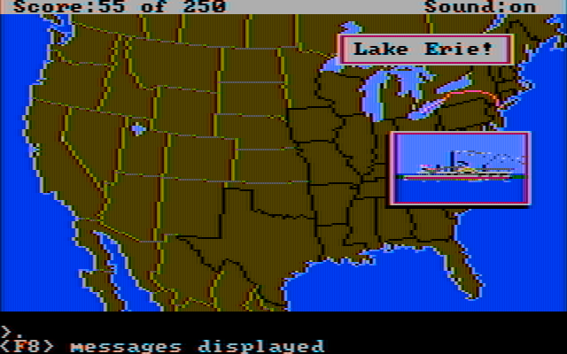 Gold Rush! IBM PC/Compatibles Screenshot: One of my first stops is Lake Erie!