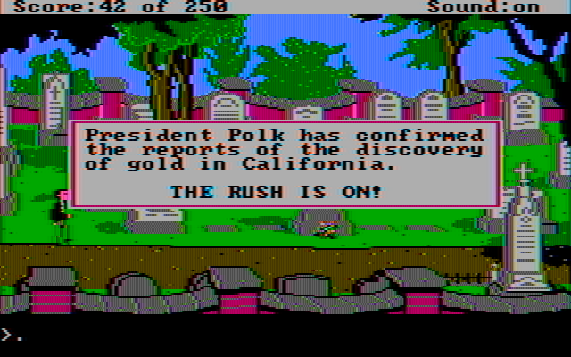 Gold Rush! IBM PC/Compatibles Screenshot: Alert! The gold rush is on!