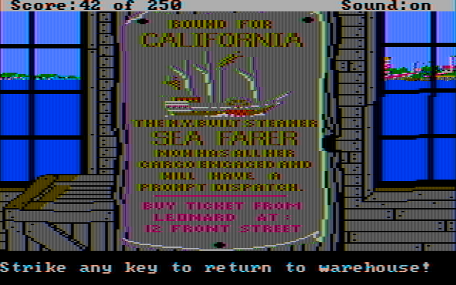 Gold Rush! IBM PC/Compatibles Screenshot: A lead on where I can buy some tickets...