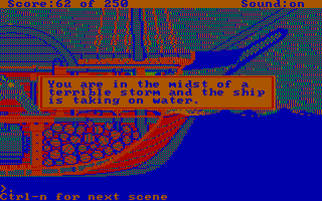 Gold Rush! IBM PC/Compatibles Screenshot: This storm doesn't help things!