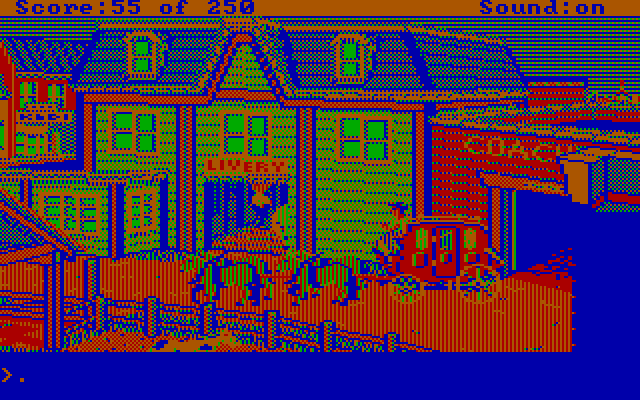 Gold Rush! IBM PC/Compatibles Screenshot: Leaving by stagecoach...