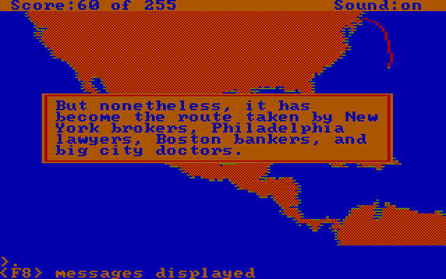 Gold Rush! IBM PC/Compatibles Screenshot: A little information about my route...