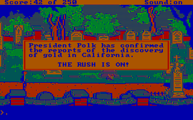 Gold Rush! IBM PC/Compatibles Screenshot: The gold rush is on!