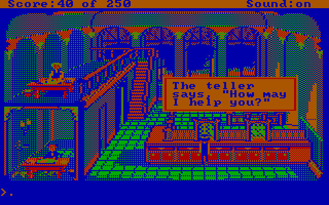 Gold Rush! IBM PC/Compatibles Screenshot: I wonder if I have any money in the bank...