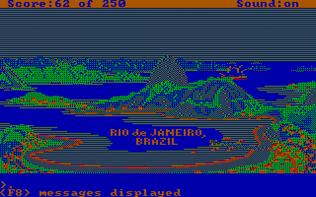 Gold Rush! IBM PC/Compatibles Screenshot: Arrived in Rio de Janeiro!