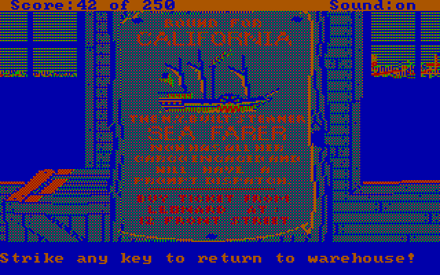 Gold Rush! IBM PC/Compatibles Screenshot: A clue as to where I can by some tickets to California!