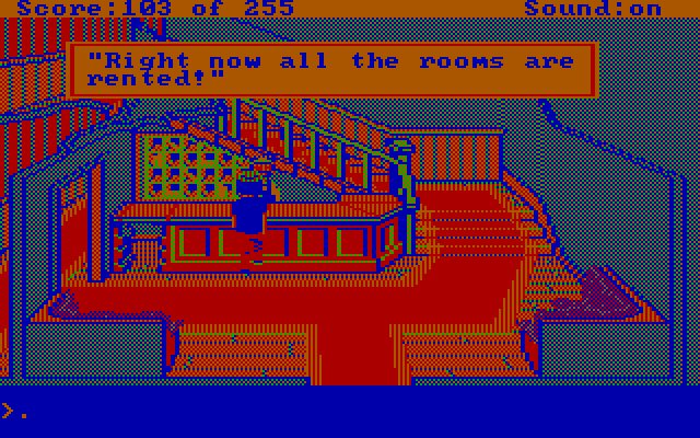 Gold Rush! IBM PC/Compatibles Screenshot: No rooms available at the moment...