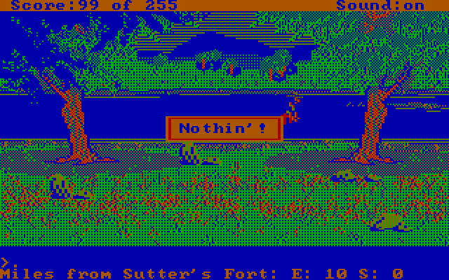 Gold Rush! IBM PC/Compatibles Screenshot: Searching for gold...I got nothing!