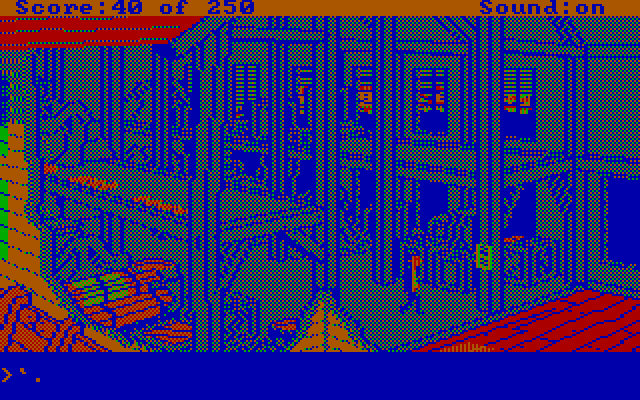 Gold Rush! IBM PC/Compatibles Screenshot: In a warehouse...