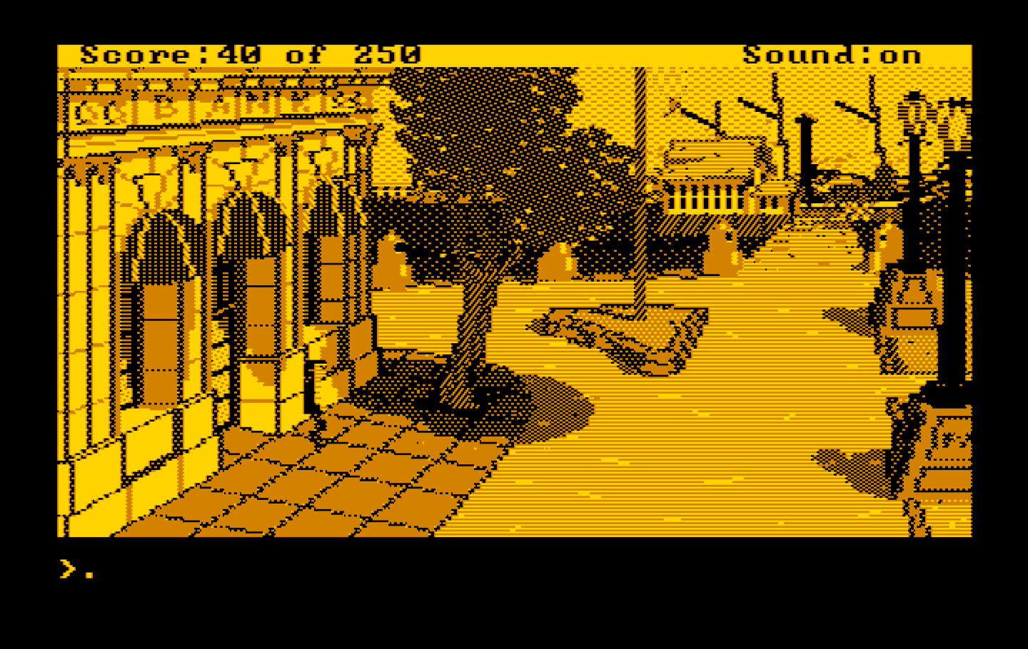 Gold Rush! IBM PC/Compatibles Screenshot: Outside the bank...