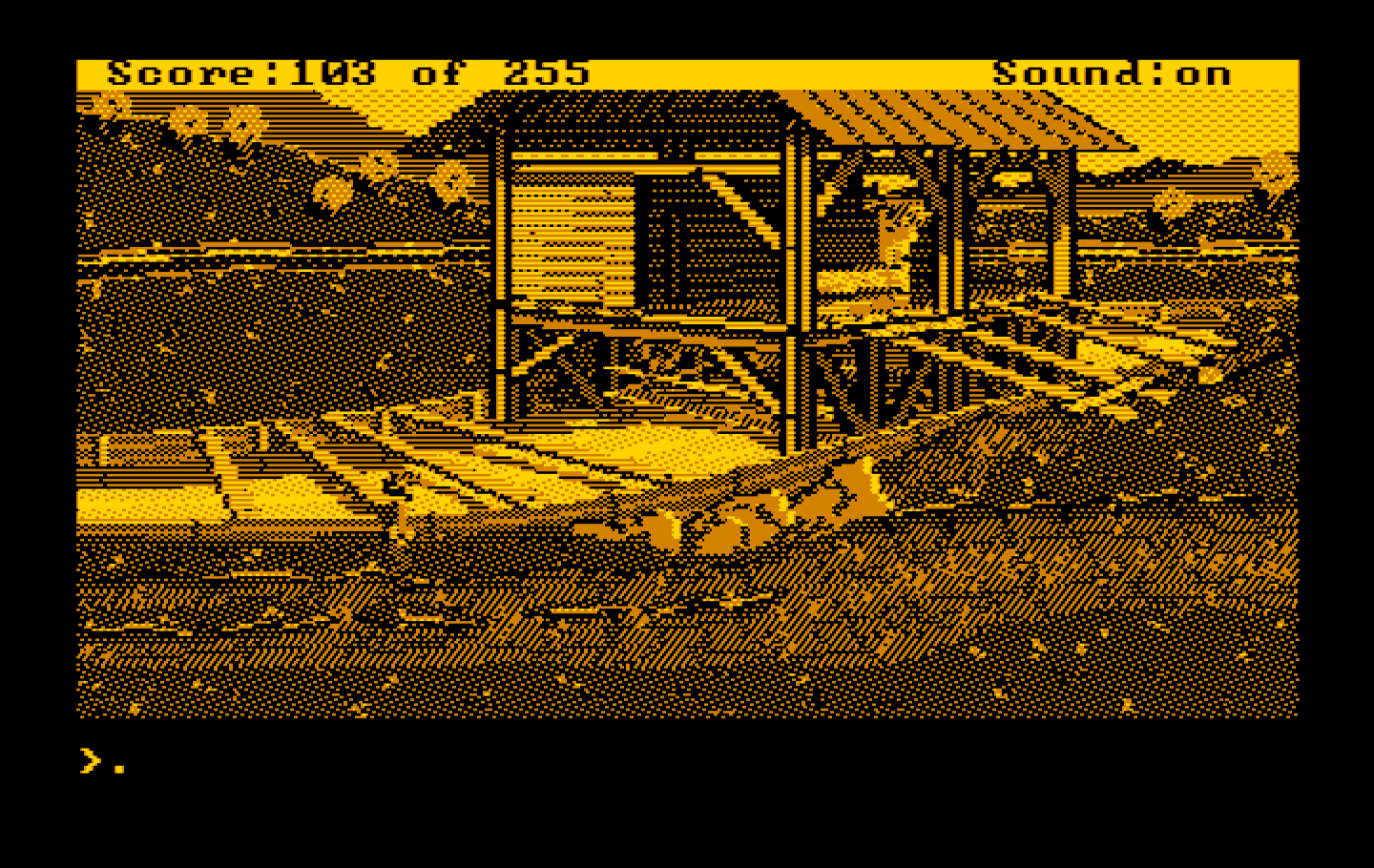 Gold Rush! IBM PC/Compatibles Screenshot: Found a sawmill...