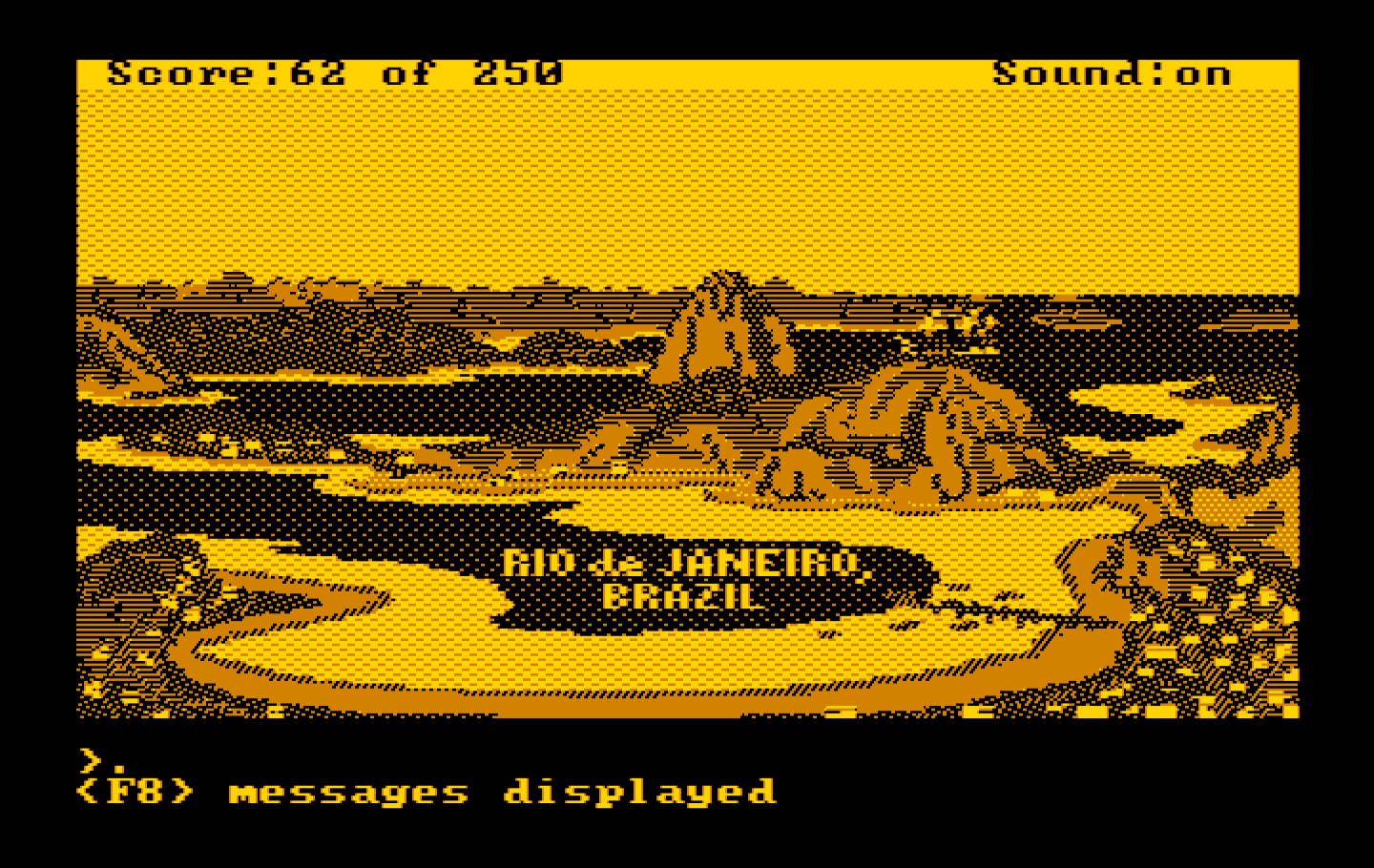 Gold Rush! IBM PC/Compatibles Screenshot: Welcome to Rio de Janeiro!