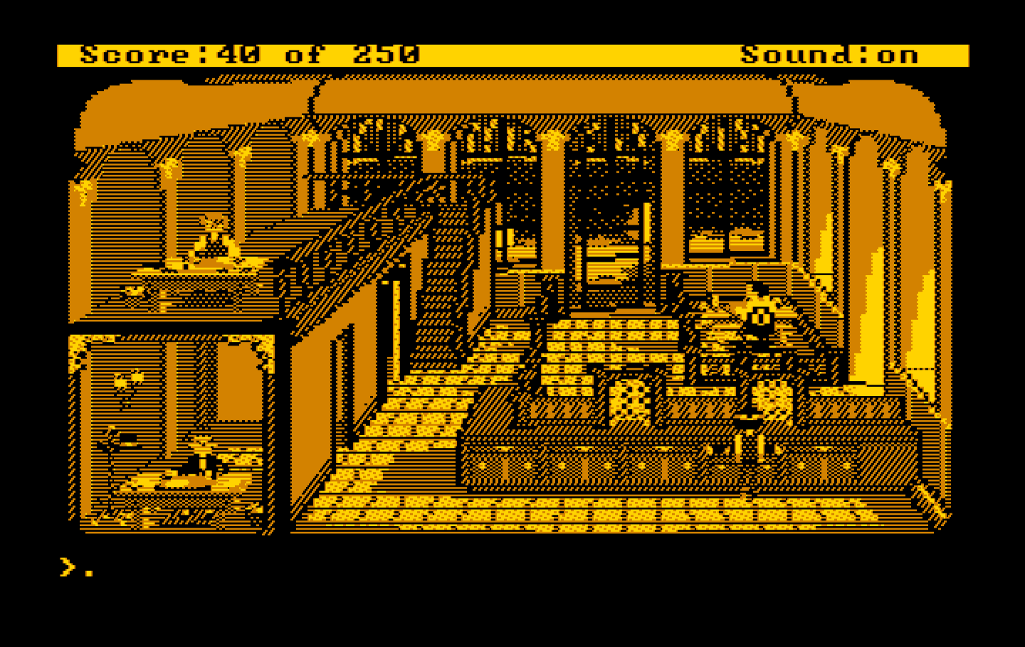 Gold Rush! IBM PC/Compatibles Screenshot: At the bank; I wonder if I have any money to withdraw...